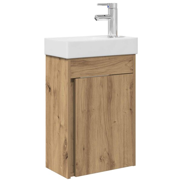 vidaXL Meuble de salle de bain avec robinet Chêne artisanal