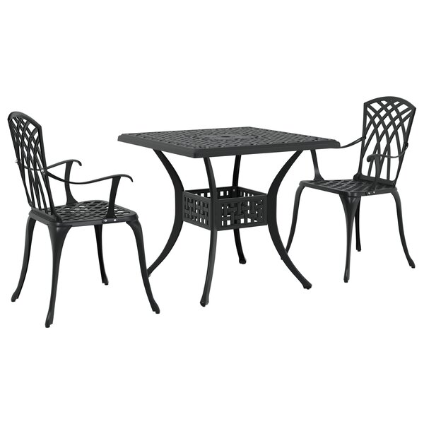 Set de Bistro de Jardin 3 Pièces Noir en Aluminium Fonte de vidaXL
