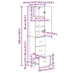 vidaXL Haut Armoire Chêne noir 34 5 x 34 x 180 cm Bois d'ingénierie