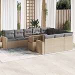 vidaXL Salon de jardin 11 Pièces avec coussins beige résine tressée