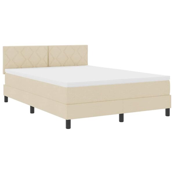vidaXL Lit boxspring avec matelas Crème 160 x 200 cm tissu