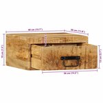 vidaXL Table de chevet murale bois de manguier massif brut