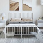 vidaXL Cadre de lit métal sans matelas et pied de lit blanc 135x190 cm