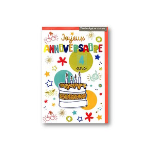 Carte De Voeux Enfant - Anniversaire - Age de 1 à 9 ans - Gâteau Bulle Verte