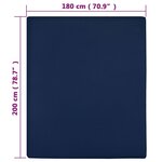 vidaXL Draps-housses Jersey 2 Pièces Bleu marine 180x200 cm Coton