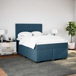 vidaXL Sommier à lattes de lit et matelas bleu 140x190 cm velours