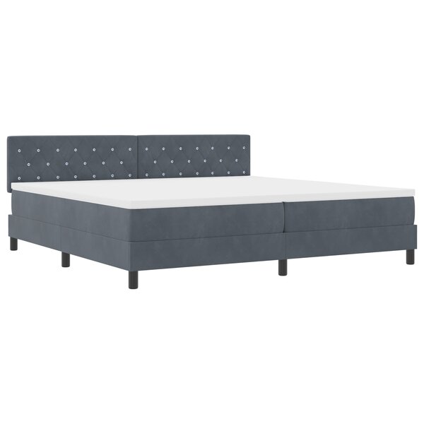 Lit à ressort vidaXL avec matelas gris foncé 200x200 cm en velours