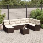 vidaXL Ensemble de canapé de jardin 9 Pièces Marron Poly rotin