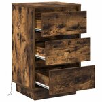 vidaXL Cabinet de chevet avec tiroir avec Chêne fumé 39 x 34 5 x 65 cm