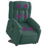 vidaXL Fauteuil inclinable de massage Vert foncé Tissu