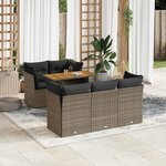 vidaXL Salon de jardin 6 Pièces avec coussins gris résine tressée