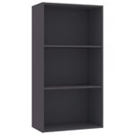 vidaXL Bibliothèque à 3 niveaux Gris 60x30x114 cm bois d’ingénierie