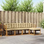 vidaXL Ensemble de canapés d'extérieur 5 Pièces Naturel et Beige