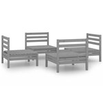 vidaXL Salon de jardin 4 Pièces Gris Bois de pin massif