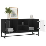 vidaXL Meuble TV avec portes en verre noir 102x37x50 cm