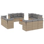 vidaXL Salon de jardin et coussins 13 Pièces mélange beige résine tressée