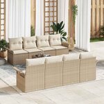 vidaXL Ensemble de canapé de jardin 9 Pièces Beige  Crème 55 x 55 x 37 cm