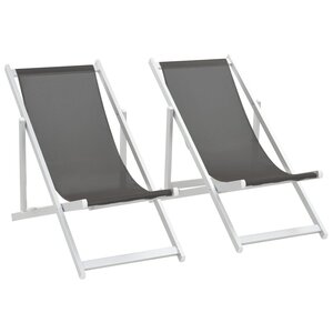 vidaXL Chaises de plage pliables lot de 2 Aluminium et textilène Gris