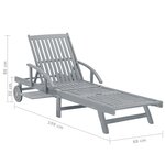 vidaXL Chaise longue de jardin Gris Bois d'acacia solide