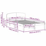 vidaXL Cadre de lit avec tête de lit marron ciré 140x190 cm Bois massif pin