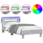vidaXL Cadre de lit sans matelas avec lumières LED gris béton 90x190cm