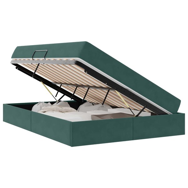 vidaXL Lit avec rangement et matelas Vert foncé 140 x 190 cm Velours
