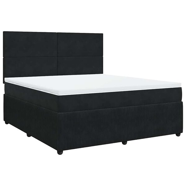 vidaXL Sommier à lattes de lit avec matelas Noir 180x200 cm Velours