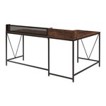 Bureau table poste de travail 165 x 110 x 90 cm noir effet noyer 03_0009054
