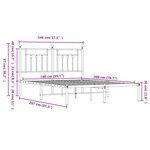 vidaXL Cadre de lit métal sans matelas avec tête de lit noir 140x200cm