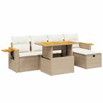 vidaXL Salon de jardin avec coussins 6 Pièces beige résine tressée