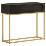 vidaXL Table console noir 90x30x76 cm bois massif de manguier et fer