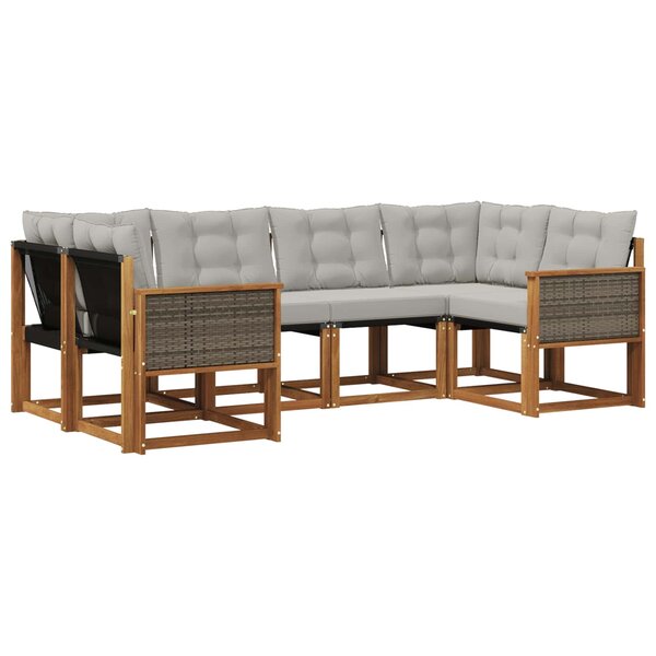 vidaXL Ensemble de canapés d'extérieur 6 pc Naturel et Gris clair