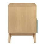 Chevet 1 tiroir - Décor chene et vert - Pieds en bois massif - L 45 x P 40 x H 52 cm - GARDENIA