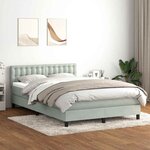 vidaXL Sommier à lattes de lit et matelas et LED gris clair 160x220cm velours