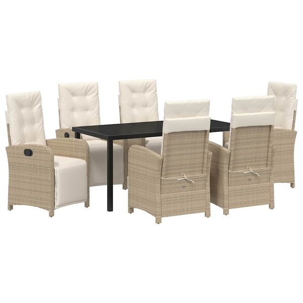 vidaXL Ensemble de salle à manger pour jardin 7 Pièces Beige polyrotin