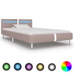 vidaXL Cadre de lit avec LED sans matelas cappuccino 90x200 cm