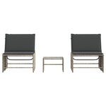 vidaXL Chaises longues 2 pièces avec table en résine tressée gris clair