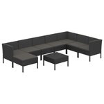 Salon de jardin meuble d'extérieur ensemble de mobilier 9 pièces avec coussins résine tressée noir 02_0018163