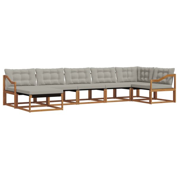 vidaXL Ensemble de canapés d'extérieur 7 pc Gris Naturel et Clair