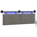 vidaXL Tête de lit suspendue Gris clair Tissu en velours côtelé