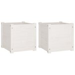 vidaXL Jardinières d'extérieur 2 Pièces Blanc 40x40x40 cm Bois de pin