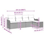 Ensemble de Canapé de Jardin 5 Pièces avec Coussins Rattan Poly Noir