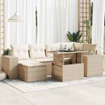 vidaXL Salon de jardin avec coussins 7 Pièces beige résine tressée