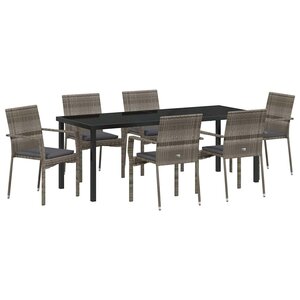 vidaXL Ensemble de salle à manger pour jardin 7 Pièces Gris polyrotin