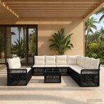 vidaXL Ensemble de canapé de jardin 10 pc Noir polyrotin