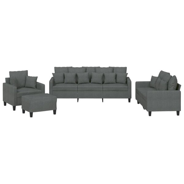 vidaXL Ensemble de canapés 4 Pièces coussins gris foncé tissu