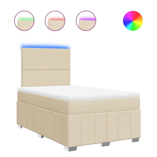 vidaXL Sommier à lattes de lit avec matelas crème 120x190 cm tissu