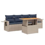 vidaXL Salon de jardin 5 Pièces avec coussins gris résine tressée