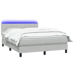 vidaXL Sommier à lattes de lit et matelas et LED gris clair 160x210cm velours