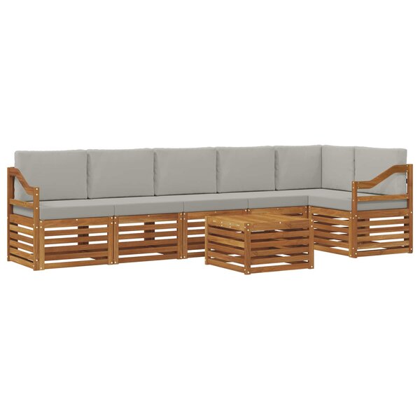 vidaXL Ensemble de canapé d'angle 7 Pièces Gris Naturel et Clair